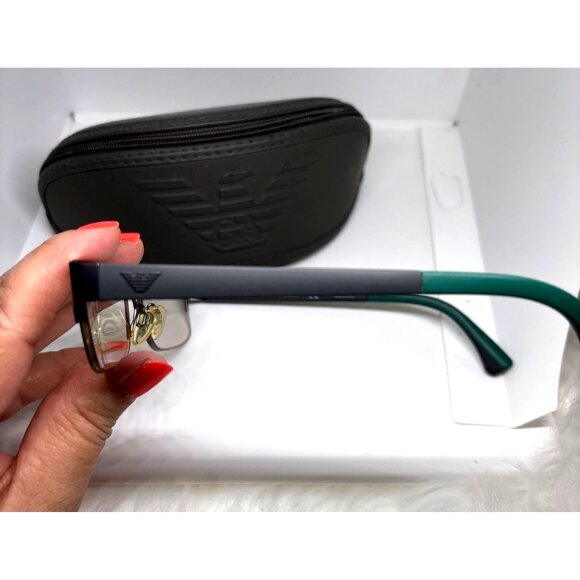 Emporio Armani Rectangular Semi-Rimless Eyeglass Frames EA1033 3003 53mm Case - Picture 6 of 8